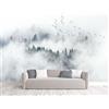 Naturempress Carta Da Parati Moderna 150X105（Larghezza x Altezza） Foresta Di Pini Zen Nuvole Uccelli Fotomurali Moda Decorazione da Muro XXL Poster Gigante Design Carta per pareti