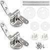 HM Cerniere Copriwater Universali Acciaio Inox HM con Viti e Guarnizioni, Kit Fissaggio Sedile WC Rotondo MDF Legno Resina, Ricambio Tavoletta WC
