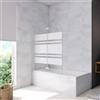 GENERIC 120x140 cm Sopravasca Parete per Vasca da Bagno Due Ante Movibili Montaggio Verso Destro Vetro 6 mm Temperato Anticalcare Fascie Centrali in Serigrafato Bianco Opaco