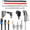 JidRMC 12 Pezzi Set di Punte di Prolunga per Cacciavite, 2 Adattatore per Trapano ad Angolo Retto a 105 Gradi, Cacciavite Angolare, Magnetico Socket Bit Holder (nero)