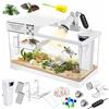 GOZILLA Kit Acquario per Tartarughe Acquatiche+Lampada+Filtro, Kit di Avviamento Aggiornato PC per Tartarughe con Lampada e Filtro Regolabili, Habitat per Rettili con Coperchio, Piattaforma Sospesa