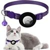 Ledeak Airtag Collare Gatto, Riflettente Collare Gatto Compatibile con GPS Airtag, Collarino Gatto Antistrozzo con Modello Zampa di Gatto, Regolabile Collare Gatto per Gattini, Gatti (Viola)