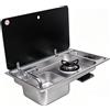 KAMRVLAAI Combinazione di piano cottura a gas e lavello per barca marina, in acciaio inox resistente alla ruggine, con copertura in vetro temperato, per yacht, cucina all'aperto, supporto durevole per spazio di