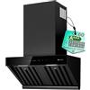 Kompatic Kori 60 KPKR60WB Cappa a Parete 60 cm, 800 m³/h, Classe A+++, Gesture & Touch, Telecomando, Sensore Calore, Filtri Baffle, Boost/Super Boost, Nero Opaco