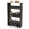 Giantex Carrello da Cucina per Nicchia con Ruote, 4 Livelli, Carrello di Servizio Stretto Salvaspazio, da Bagno, Carrello Portafrutta Sottile 47,5 x 20 x 80,5 cm (Naturale+Nero, Largo 20 cm)