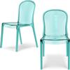 REDÒKASA Set 2 sedie trasparenti in metacrilato EVA, impilabile, design moderno, ideale per sala da pranzo, soggiorno, cucina, sala d'attesa, bar, ristoranti (2, Trasparente Petrolio)