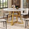 Merax Tavolo da pranzo rotondo, 120 x 120 x 75 cm, per 2-4 persone, telaio in metallo, piccola piastra rotonda, gambe del tavolo regolabili, in MDF, per ristoranti, soggiorno, cucina, sala da pranzo