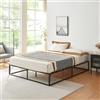 [en.casa] Struttura Letto Francese 140x200 cm in Acciaio Letto Senza Testiera e Pediera Letto Minimalista Forma Rettangolare - Nero