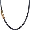 JHSDHYD Cordino Cuoio Collane in Pelle Nera for Uomo E Donna Choker Collana in Vera Intrecciata con Cordino Chiusura Magnetica in Acciaio Inossidabile per Fai da Te(16inch(40cm),Gold)