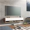[en.casa] Consolle da Parete (AxLxP) 29,5 x 140 x 31,5 cm con 2 Ante e Scomparti Armadio a Muro con Apertura a Ribalta Mobile Porta TV - Rovere Rustico/Bianco