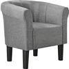 [en.casa] Poltrona a Conchiglia Imbottita Rivestimento in Tessuto Poltroncina con Schienale e Braccioli Integrati 70x70x58 cm con Gambe in Plastica - Grigio Chiaro