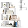 HOMASIS Libreria a Forma di Mossa con 5 Livelli, Scaffale Aperta a Forma di S in Legno, Libreria Divisoria con Protezione Anti-Ribaltamento per Soggiorno, Studio, 80 x 22 x 100 cm (Bianco)