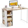 COSTWAY Scrivania per Computer Salvaspazio con 5 Scomparti di Stoccaggio | Scrivania Multiuso per Lavoro e Studio da Casa e Ufficio con Struttura in Metallo Robusta