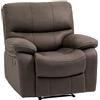 HOMCOM Poltrona Relax con Poggiapiedi, Poltrona Reclinabile Manuale 135°, Rivestimento in Microfibra e Imbottitura Extra, 97x90x96cm, Marrone