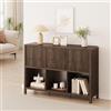 [en.casa] Credenza Bassa 77x110x30 cm Effetto Noce | Mobile Contenitore, 3 Ante Decorative, Push to Open, Scomparti Aperti, Per Soggiorno Corridoio Studio