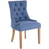 CLP Poltrona Da Pranzo Aberdeen Stile Chesterfield I Sedia Soggiorno Tavolo Moderna In Tessuto Imbottita Alto Schienale I Legno Di Caucciù, Colore:blu, Colore della cornice:antico chiaro