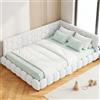 ZSSWSS Divano Letto Imbottito 140x200 cm, Letto Panca con LED e Ricarica USB, Divano Letto Matrimoniale con Rete a Doghe, Divano Letti a L per Adolescenti e Adulti, Bianco (Bianco, 140x200 cm)