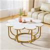 Tribesigns Tavolino da Salotto Bianco e Oro, Tavolino da Caffè, 100 cm Moderno Tavolino a Forma di Fiore con Piano in Finto Marmo, Tavolino Centrale con Accenti con Struttura in Metallo per Soggiorno