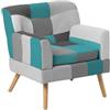 buybuy Poltrona Monoposto Modello Inverno INV75 Rivestimento in Stoffa Stile Patchwork Struttura in Legno Piedi in Faggio Colori Freddi