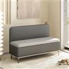 SEIFE Pouf in pelle con contenitore con schienale, pouf contenitore, panca portaoggetti, per soggiorno, camera da letto, estremità del letto, ingresso(Dark gray+light gray,120cm/47in)