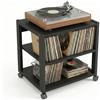 GTYMTTX Mobile Hi-Fi Rack Audio con Ruote, Supporto Robusto a 3 Ripiani per Amplificatore, Giradischi e Stereo, Scaffale Porta Elettroniche in Metallo e Legno, Nero