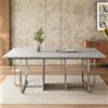 Merax Tavolo da pranzo 180 x 80 x 75 cm, moderno grande tavolo da pranzo per 6 persone, rettangolare, stabile gambe in metallo, design minimalista, effetto grigio-argento