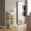 DecHome - Carrello Cucina con ruote Portafrutta Portatutto Multiuso in Legno e Metallo Dimensioni 47x37x83 cm colore Bianco