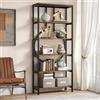 Tribesigns Libreria, Scaffale per Soggiorno, Portaoggetti a 6 Ripiani, libreria alta autoportante con ripiano portaoggetti a 5 aperti, Stile Industriale, per camera da letto, ufficio a casa,Marrone