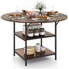 GIANTEX Tavolo da Pranzo Rotondo Ø 120 cm, adatto per 4-6 Persone, con 2 Ripiani, Piano Effetto Legno e Struttura in Metallo, Stile Industriale, Ideale per Cucina e Sala da Pranzo