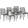 Tomaino - Sedia in Plastica Da Cucina - Set 6 Sedie Plastica Impilabili Con Braccioli Per Esterno e Interno - Sedie per Giardino, Soggiorno, Balcone o Bar (6, Nero)