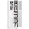 HOMCOM Mobile Bagno Alto Slim 3 Armadietti Salvaspazio 60x30x170cm Bianco | Mobiletto Bagno, A Maniglie, Ante Magnetiche in Vetro, a Persiana, Ripiani Regolabili, per Sala da Pranzo Soggiorno