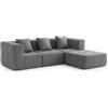 MILYsofa Divano modulare, tessuto bouclé, fodere dei cuscini removibili (Grigio Nuvola, 3 posti con penisola)