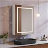 TIMORWTF Armadio a specchio da bagno con illuminazione LED e interruttore tattile, singola porta, 50 x 15 x 70 cm, 3 colori e dimmibili, ripiano regolabile, bianco