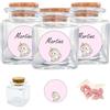 Doni Bomboniere Set Bomboniere Compleanno Bimba 12PZ Barattolini in Vetro 4x4x4 Portaconfetti Trasparenti Tappo Sughero 12PZ Adesivi Personalizzabili 12PZ Bustine Confetti Unicorno Gadget Evento