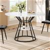 Merax Tavolo da pranzo rotondo piccolo, moderno tavolo da cucina per 4-6 persone, piano in MDF con motivo marmo, base in metallo nero, per cucina, soggiorno, ufficio, 100 x 100 x 76 cm