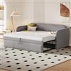 Dolamaní Divano letto 90/180 x 190 cm con letto ospite, estraibile, matrimoniale, tessuto di lino, senza materasso (grigio chiaro)
