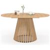 IDMarket - CARMEN tavolo da pranzo rotondo allungabile 4-8 persone con gambe a doghe in legno e piano in legno da 110 a 150 cm