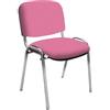 IDEALSEDIE DI GALIZIA MICHELE IDEALSEDIE - Sedia Scrivania Senza Rotelle con Telaio Cromato, Sedia Ufficio Senza Ruote Comoda, Impilabile, Sedie per Sala d'Attesa, Sala Riunioni, Conferenze (Finta Pelle, Rosa)