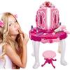 BAKAJI Specchiera Make-Up per Bambini, Toeletta Giocattolo con Sgabello, Ballerina con Luci e Suoni, Asciugacapelli funzionante a Batteria e Tanti Accessori Playset Gioco Immaginazione 45 x 32 x 72 cm