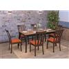 Mendler Set 6X sedie Cucina Sala Soggiorno HWC-G46 Legno massello - Struttura Scura Cuscino Arancione