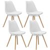 buybyroom Sedie Cucina Set da 4, Sedie Sala da Pranzo Moderne con Gambe in Legno Massello e Seduta Imbottita, Design Scandinavo Ergonomico, per Cucina, Sala Conferenze, Soggiorno e Ufficio, Bianco