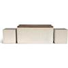 IlGruppone Set 3 Pouf Contenitore Quadrati con Tavolino Rettangolare da Salotto in Velluto e Coperchio in Legno, 2 Pouf Interni Salvaspazio, Tavolino Contenitore - Beige
