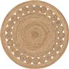 Gifiie Tappeto Rotondo in 100% Juta Naturale Indiano - Soggiorno, Camera da Letto, Tappeto Corridoio e Cucina. (Natura 1, 150CM)