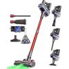 VACTechPro 55000Pa/600W/70Min Aspirapolvere Senza Fili, 1.6L Scopa Elettrica Senza Fili Super Silenzioso, GreenSight™ Aspirapolvere Senza Fili Potente con Sistema di Filtraggio a 8 Strati, Rosso