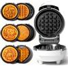 SugarWhisk Mini Macchina per Waffle 6 in 1 con Piastre Estraibili, Mini Ferro per Waffle da 4,5'' per Feste & Eventi, Macchina per Waffle, 8 Piastre con Rivestimento in Ceramica Premium, Bianco
