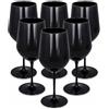argentoè Calici Gioia in Plastica Rigida SAN 37cl - Infrangibili, Riutilizzabili, Lavabili in Lavastoviglie - Ideali per Vino, Champagne, Cocktail, Eventi, Giardino, Piscina, Barca (Set 6pz Nero)
