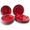 Generico Set da Tavola in Melamina TERRACOTTA 12 pezzi Servizio Piatti Fondi e Piani per da 6 persone Infrangibile Lavabile in Lavastoviglie Plastica rigida Disponibile in 3 Colori (12, Rosso - Magenta)