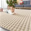 Homaxy - Tappeto a pelo lungo con motivo a bolle 3D, morbido e soffice, lavabile, antiscivolo, grande, per soggiorno, camera dei bambini, camera da letto - 160x220 cm, Beige