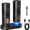 GAOUTO Set di 2 macinini per sale e pepe, 110 ml, con base ricaricabile, 4 livelli di intensità regolabile, ricarica USB, luce LED, per spezie secche, cucina, barbecue