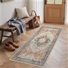 BEIMO Tappeto Salotto Pelo Corto Vintage, Tappeto Camera Da Letto, Tappeti Antiscivolo Lavabile, Tappeti Persiano per Corridoio, Soggiorno, Sala, Blu-Rosa, 80x150cm
